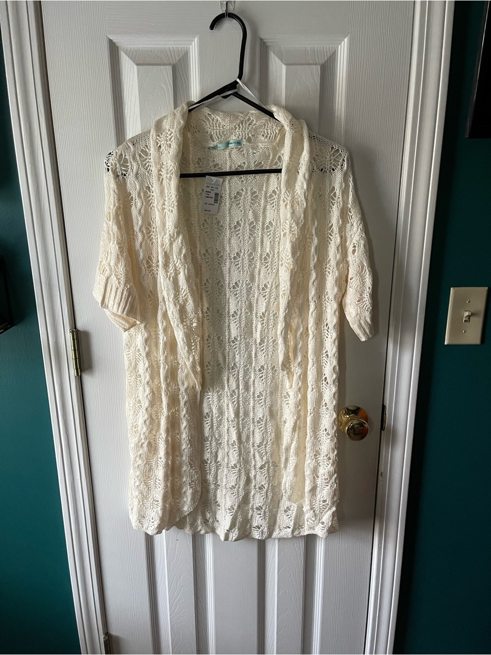 Maurices Cream Crochet Open-Knit Cardigan